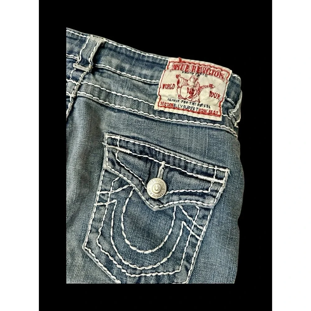 True Religion Billy Super T Womens‎ 29x29 Blue Jeans Distressed U.S.A *Hole